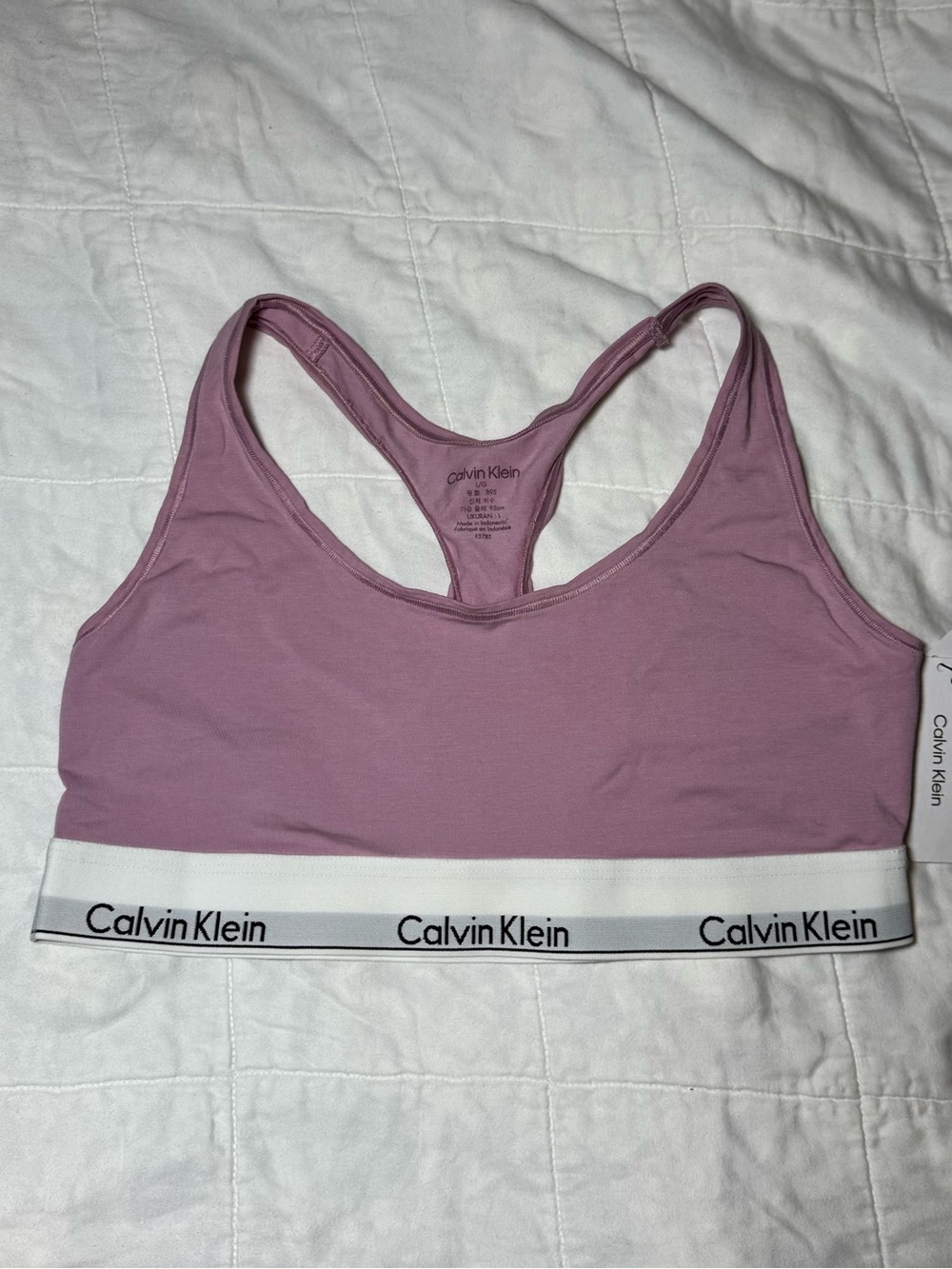 NWT Calvin Klein Logo Modern Cotton Racerback Bralette Mauve